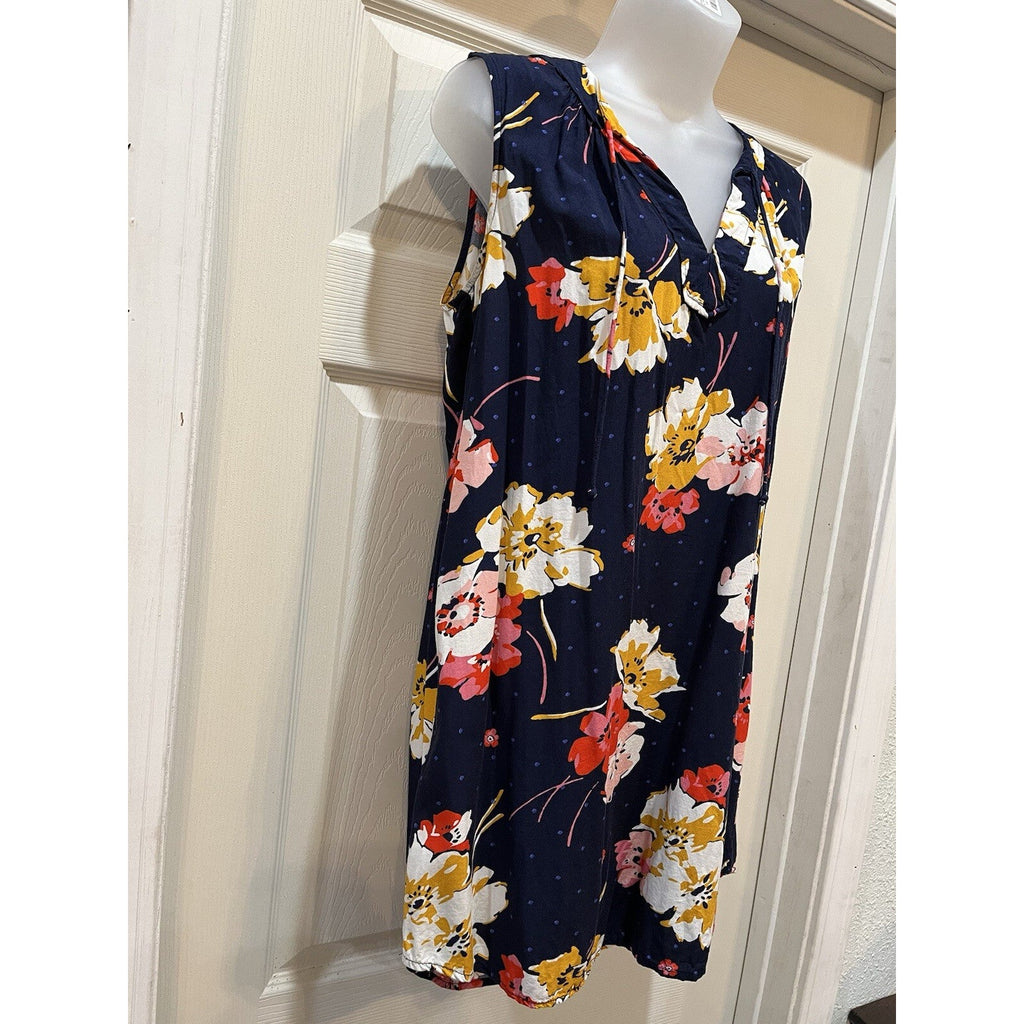 Old Navy Wom Dress Medium Navy Blue Floral Sleeveless A-Line V-Neck Casual