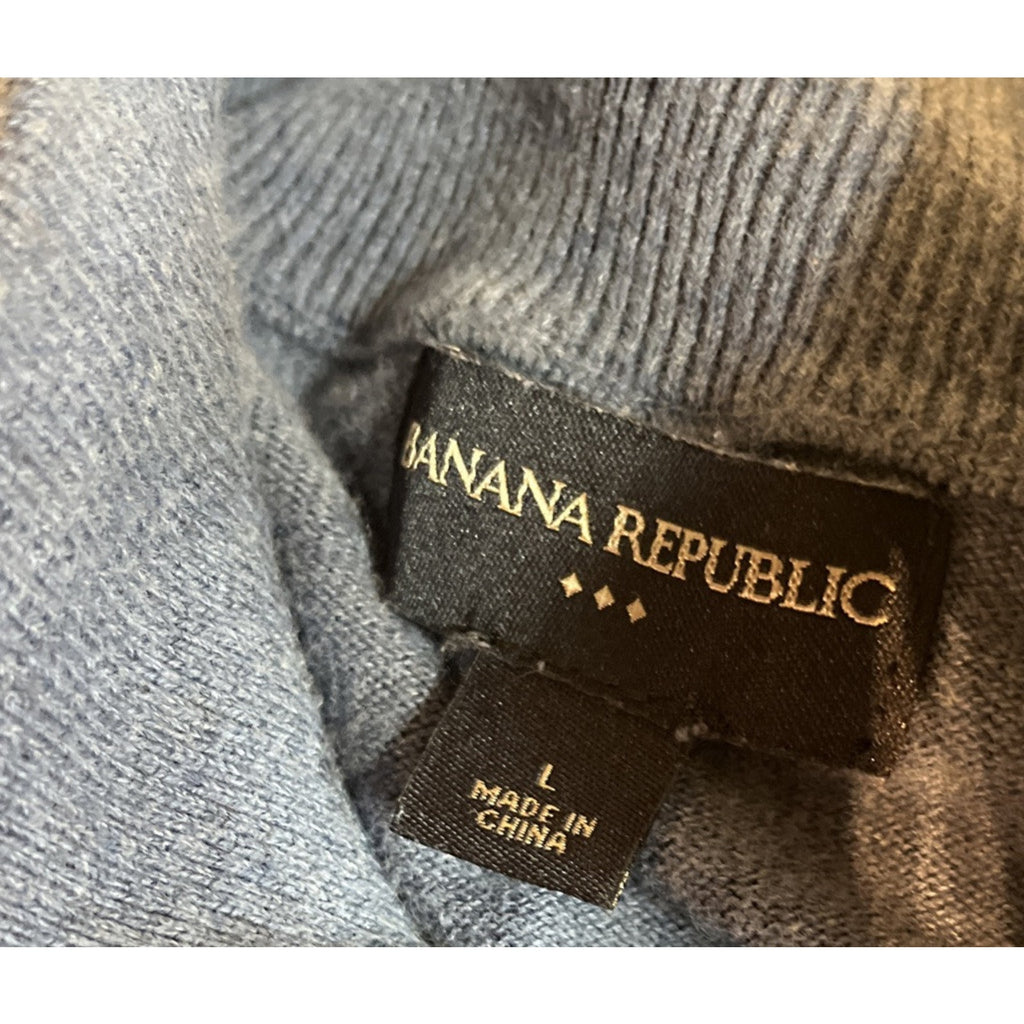 Banana Republic Men's Blue 100% Cotton 1/4 Zip Long Sleeve Shirt Size L