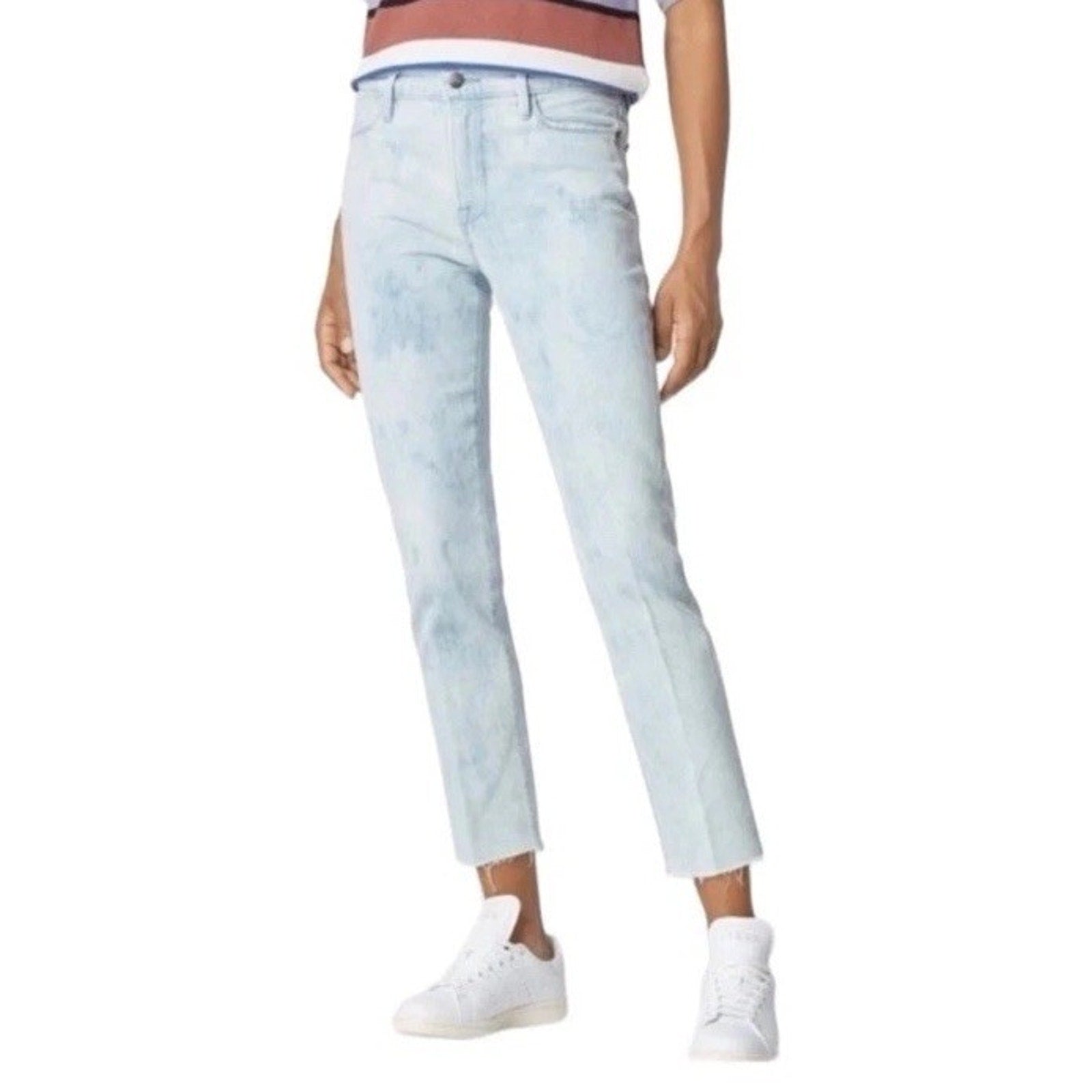 FRAME Le High Tie-Dye Straight-Leg Jeans in Cloud Size 25