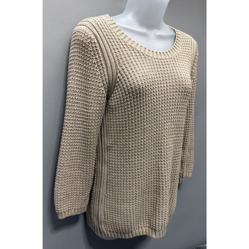 Banana republic women’s beige cashmere blend waffle knit sweater Soft Cozy M