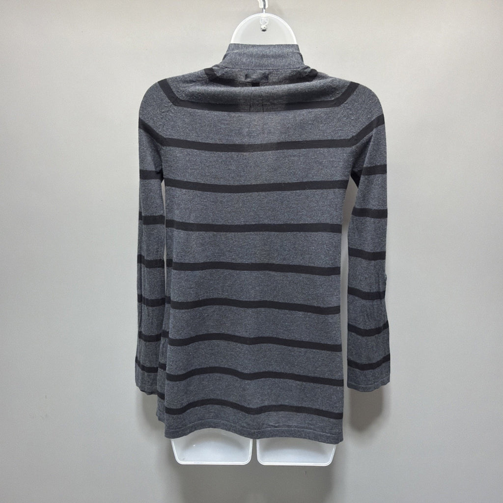 EXPRESS Gray Striped Roll Tab Sleeve Sweater Cardigan Size XS