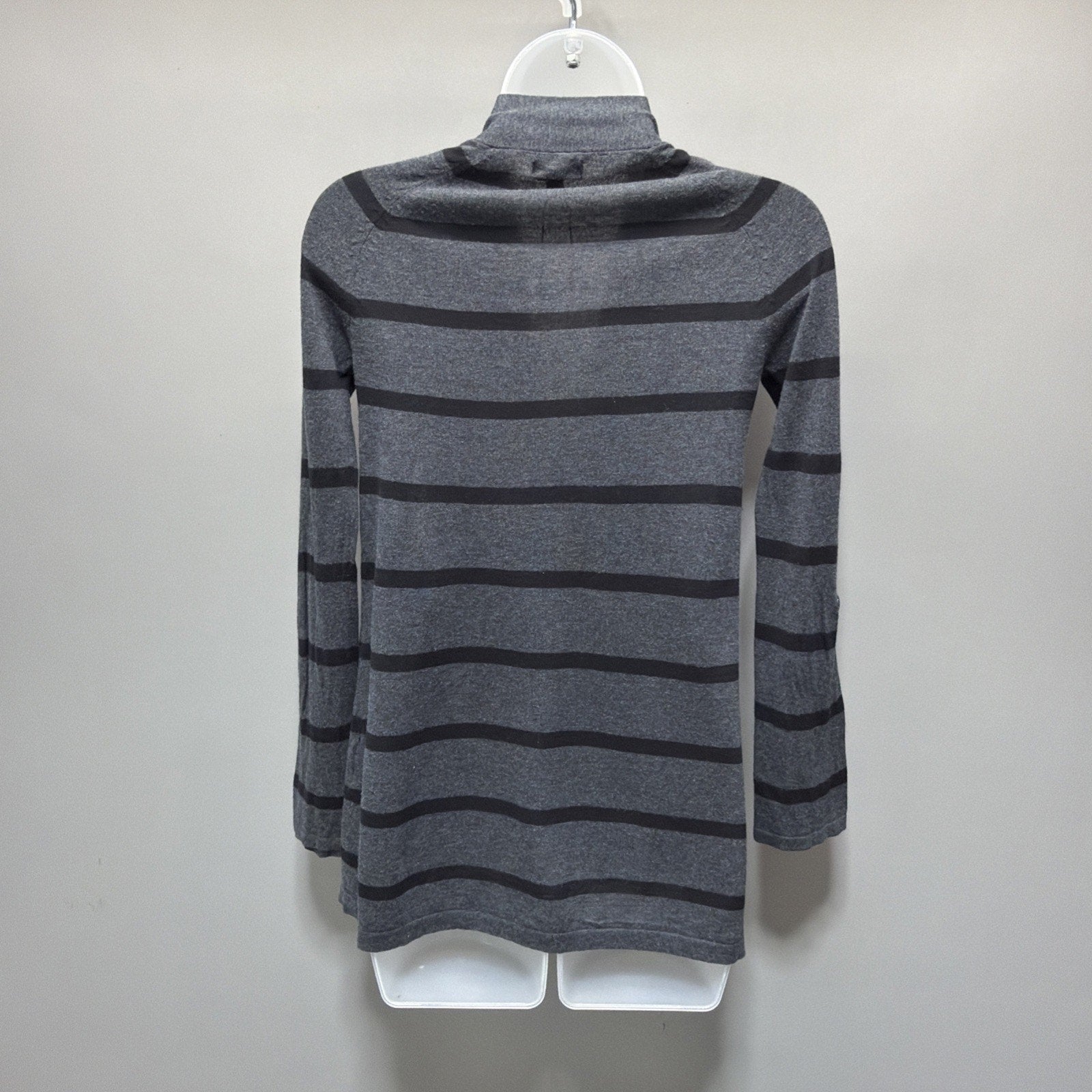EXPRESS Gray Striped Roll Tab Sleeve Sweater Cardigan Size XS