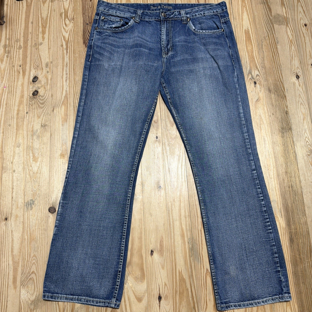 Axe and Crown Jeans Mens 38x32 Mid Rise Bootcut Thick Stitch Western Denim