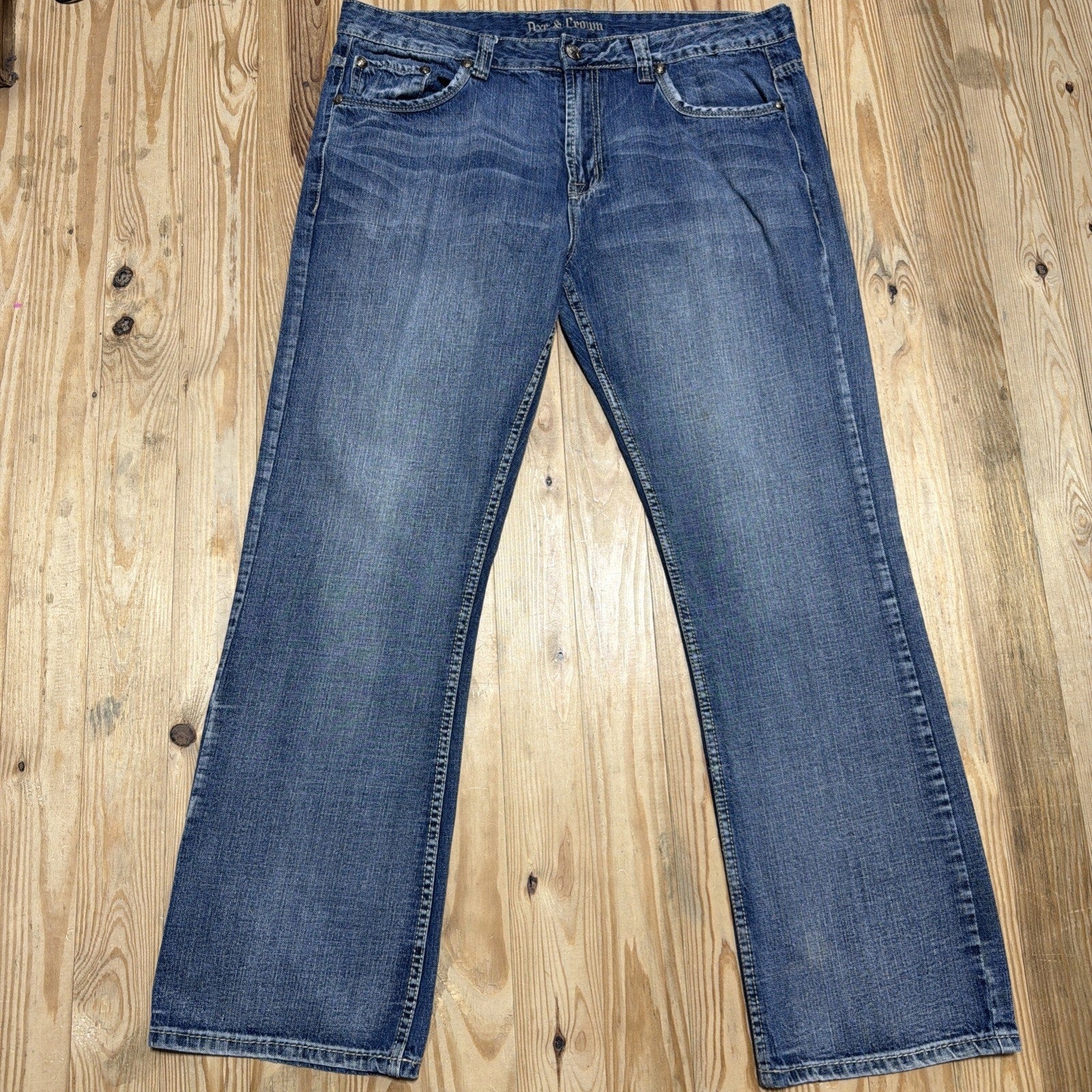 Axe and Crown Jeans Mens 38x32 Mid Rise Bootcut Thick Stitch Western Denim