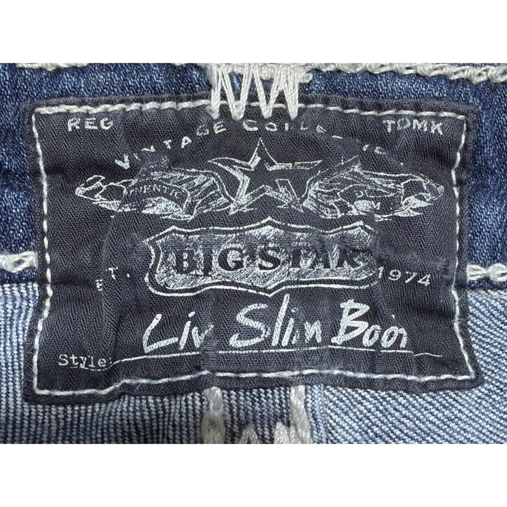 Big Star Womens Vtg Liv Slim Boot Jeans Heavy Stitch Flap Pock Y2K Western 29x36