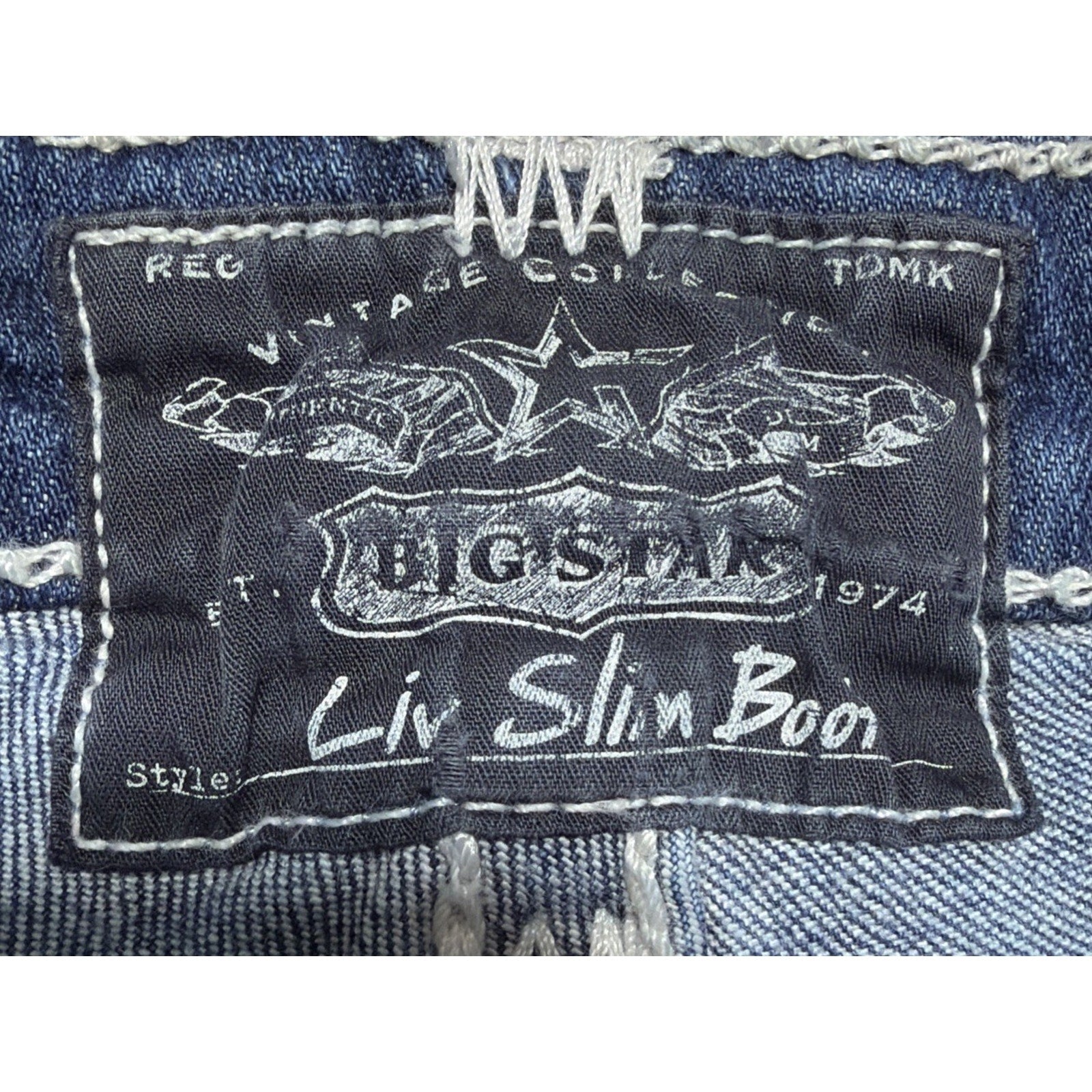 Big Star Womens Vtg Liv Slim Boot Jeans Heavy Stitch Flap Pock Y2K Western 29x36