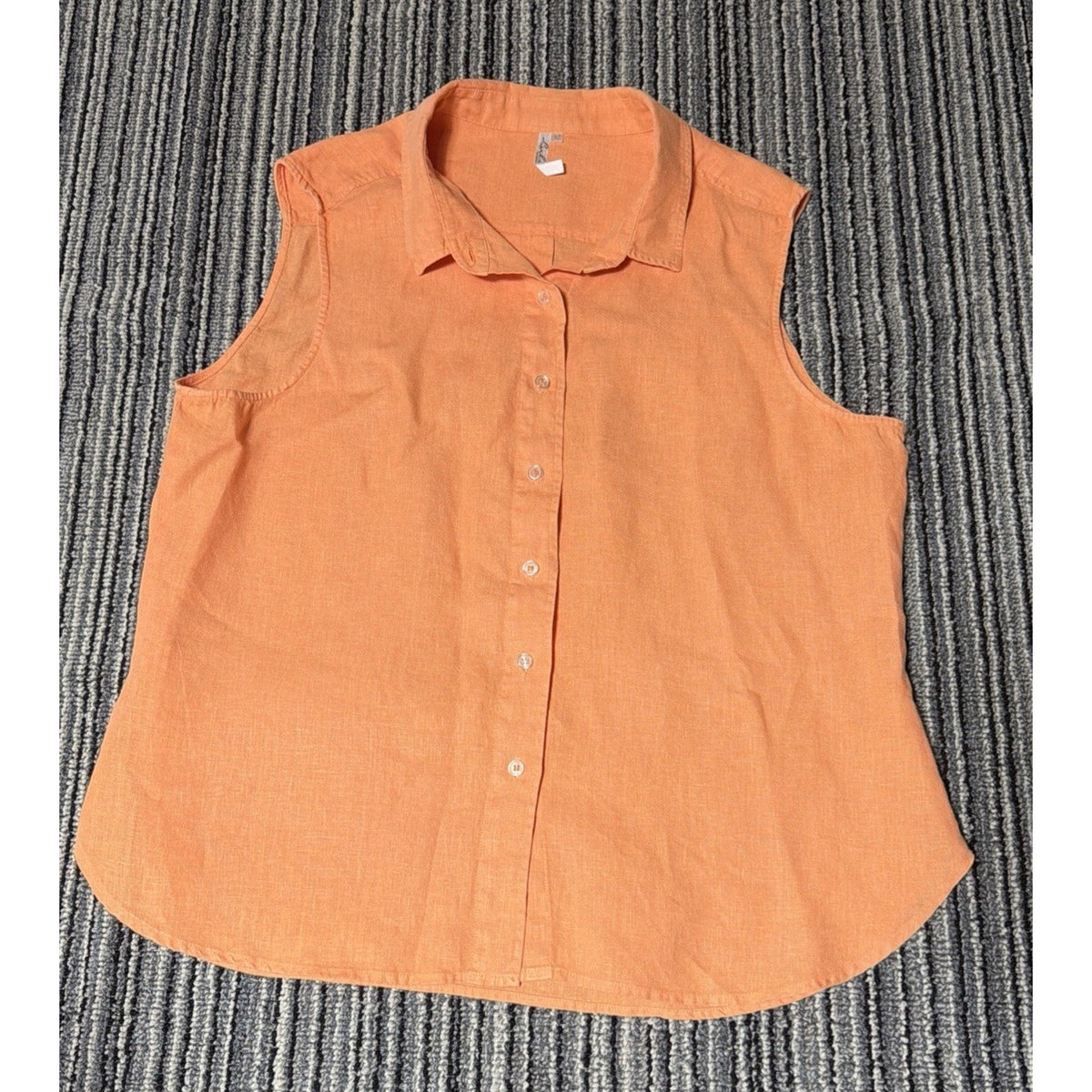 Lulu B Linen Top Womens XL Button Up Sleeveless Coral Breathable Casual