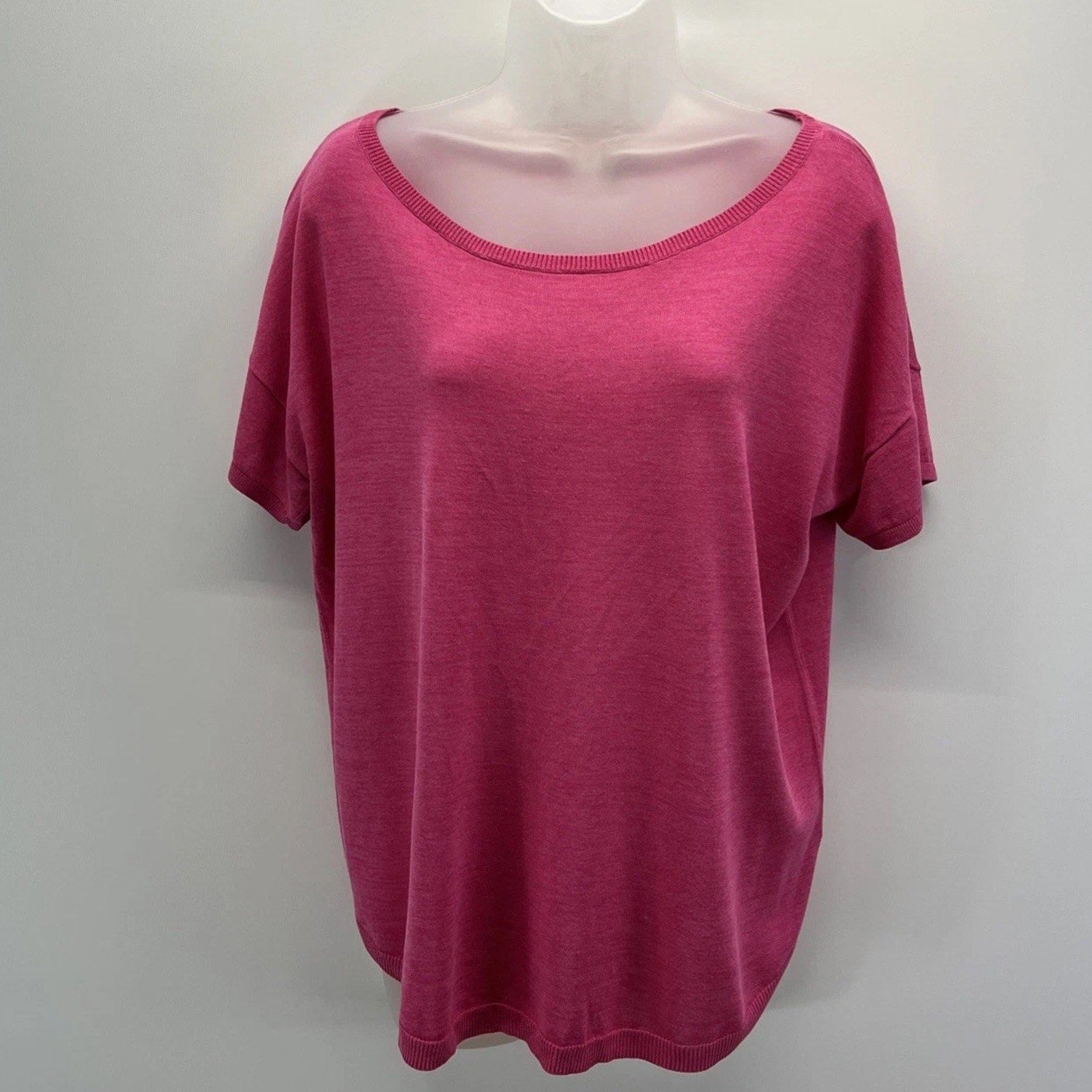 TALBOTS Woman L Pink Short Sleeved Sweater Cotton Blend Lightweight