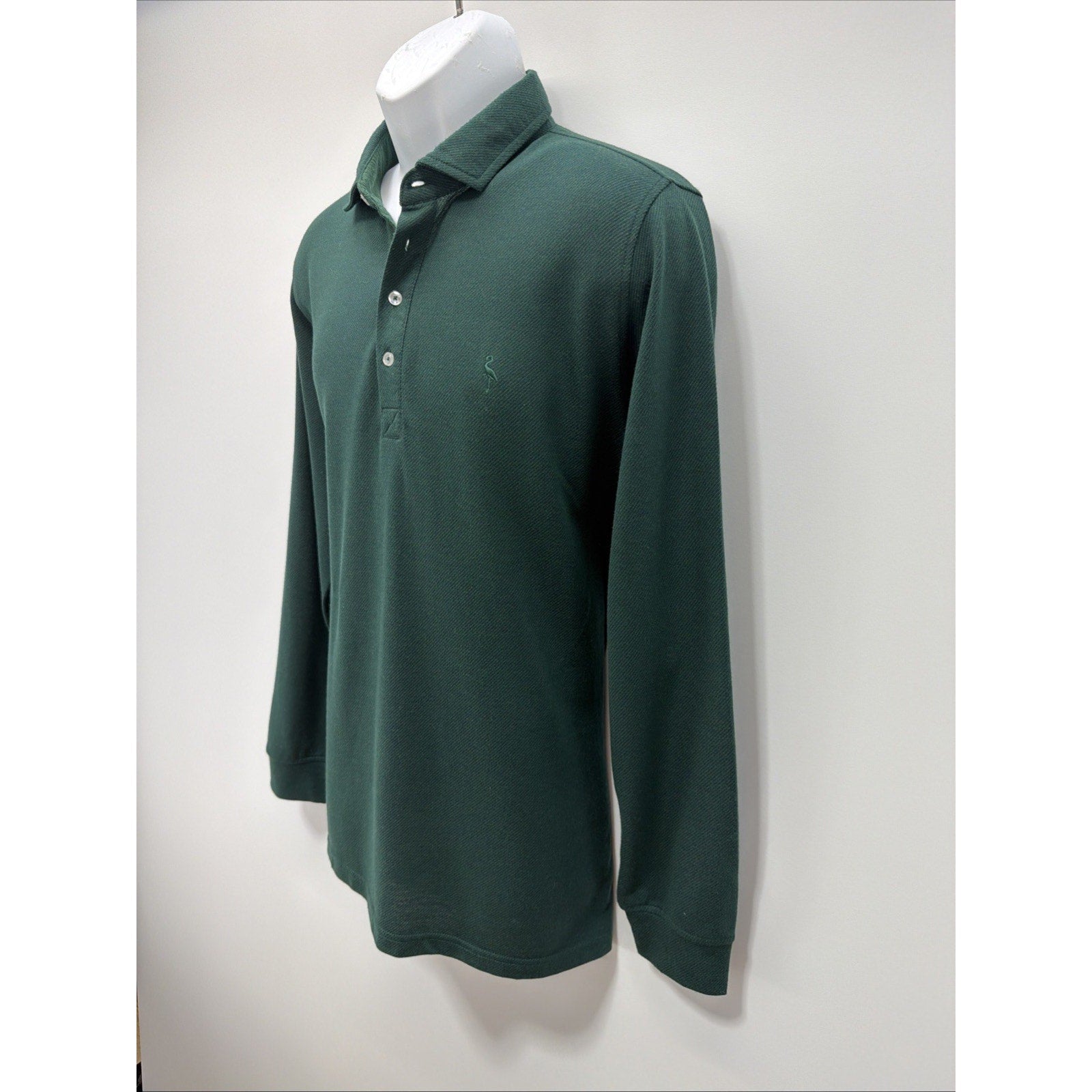TailorByrd Men's Long Sleeve Twill Knit Polo shirt - Green XL