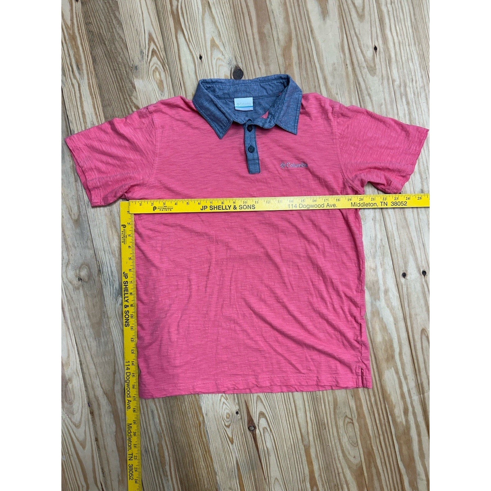 Columbia Polo Shirt Men's XL Salmon/Grey Collar Short Sleeve Cotton Pullover