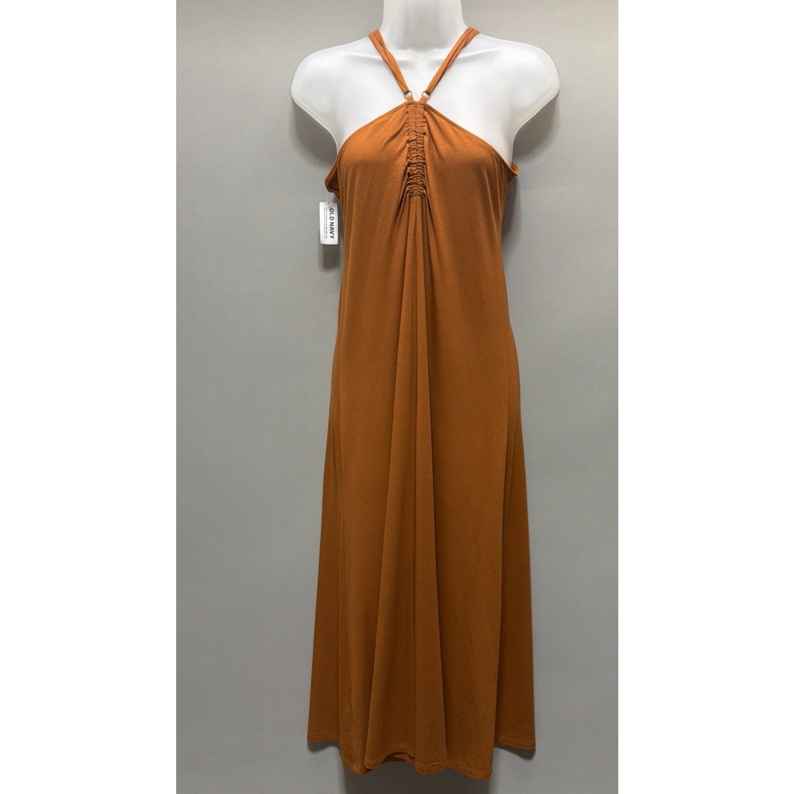 Old Navy Womens Slub Knit Halter Midi Shift Dress Wild Papaya Size Medium NWT
