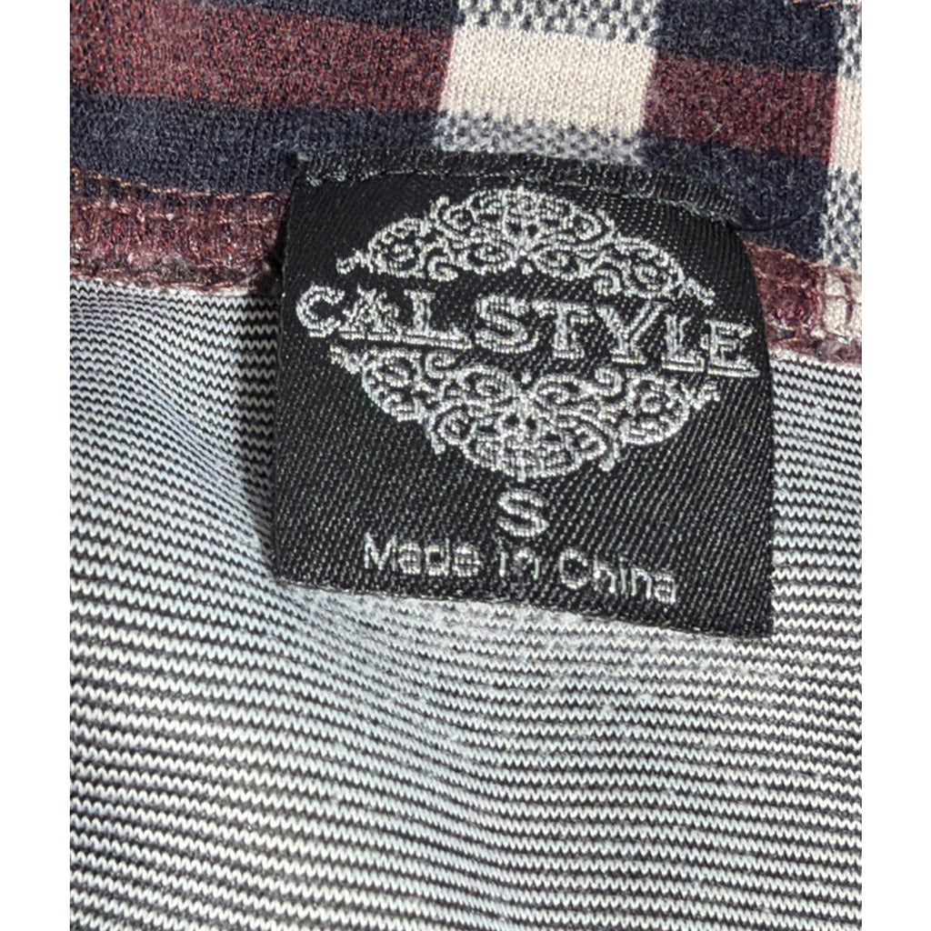 Calstyle Dress Womens Small Burgundy Plaid Tunic Shift Dress