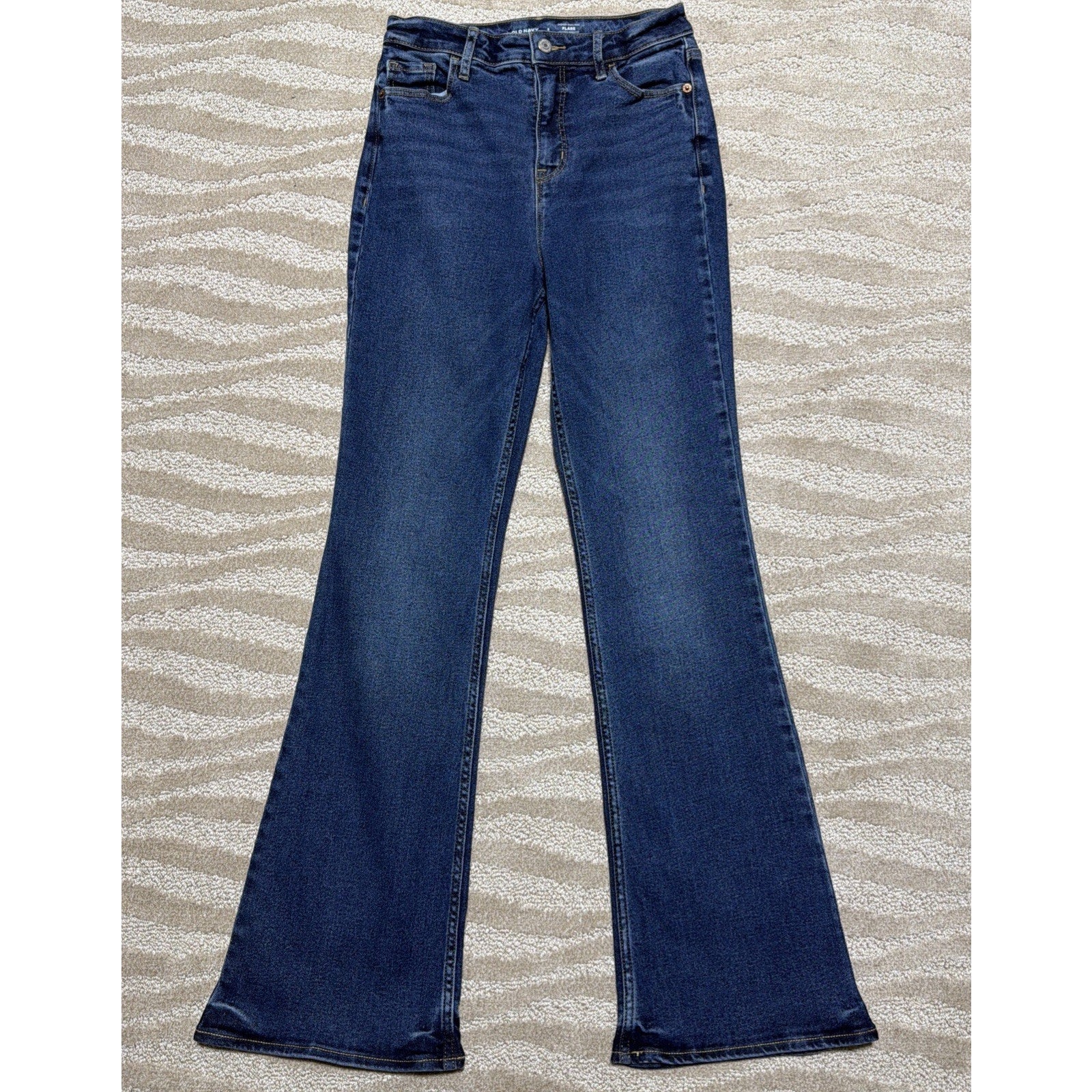 Old Navy Jeans Womens 2 Blue Denim Higher High Rise Flare Medium Wash Stretch