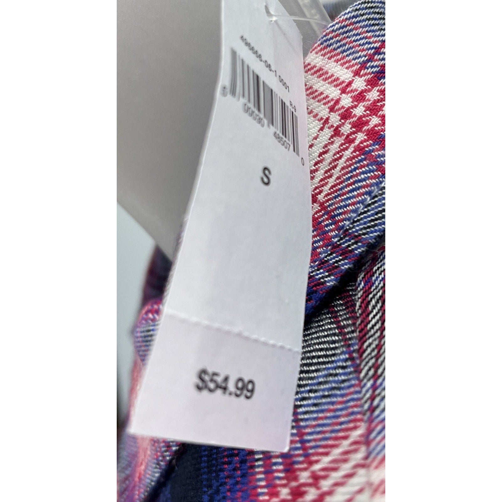 NWT Gap Long Sleeve Drapey Plaid Button Up Top Navy Pink Soft Size S