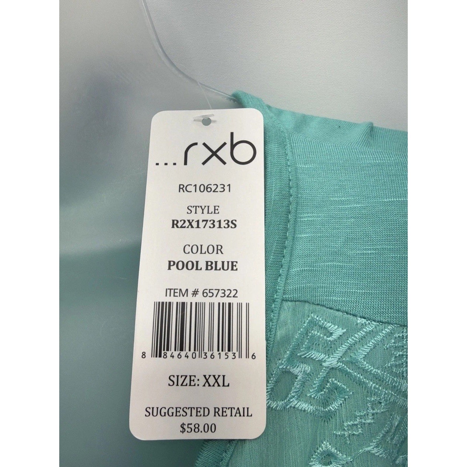 RXB Sleeveless Calypso Pool Blue Lined Blouse XXL NWT