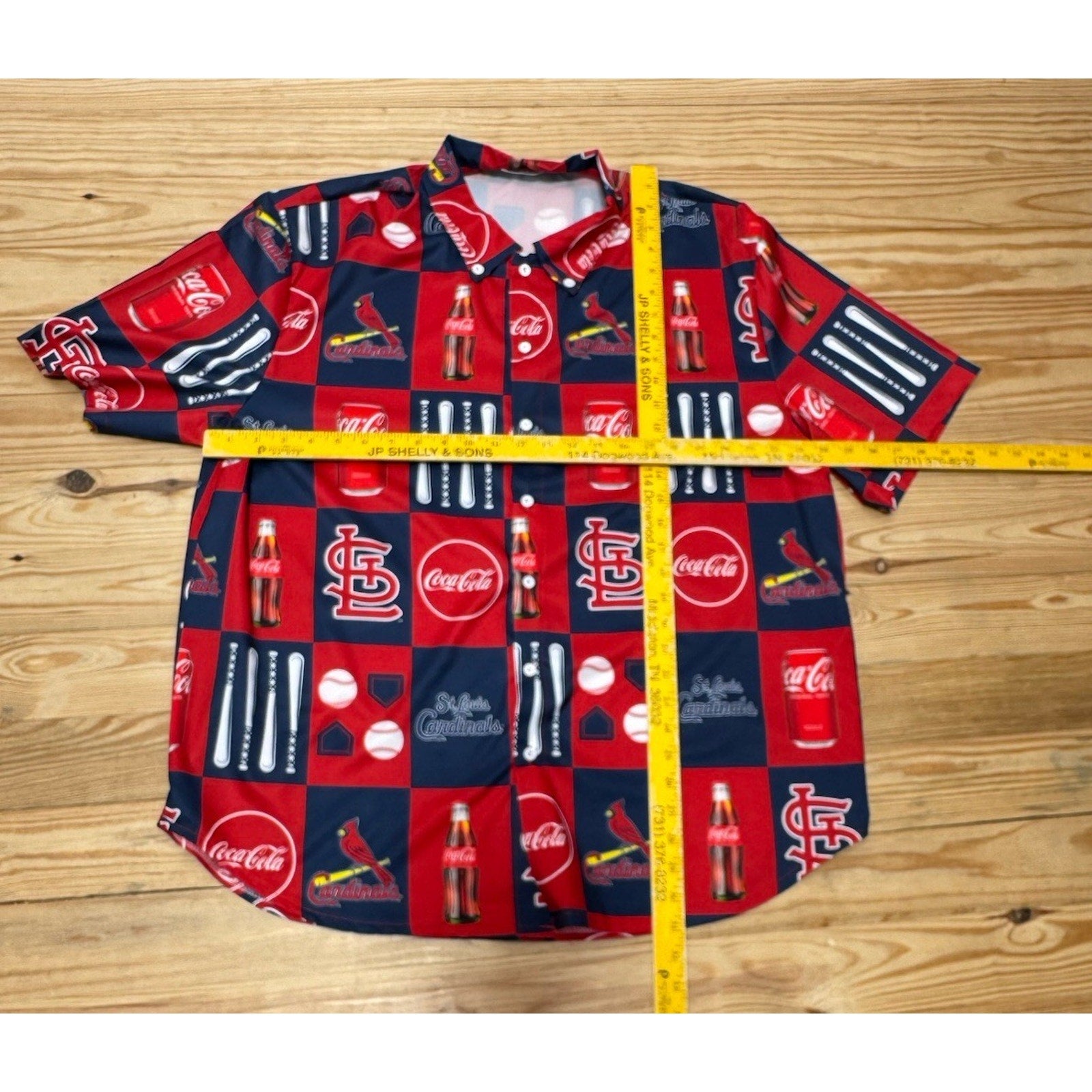 ST. LOUIS CARDINALS Men's Adult ALL OVER PRINT Button SHIRT COCA-COLA XL NWOT