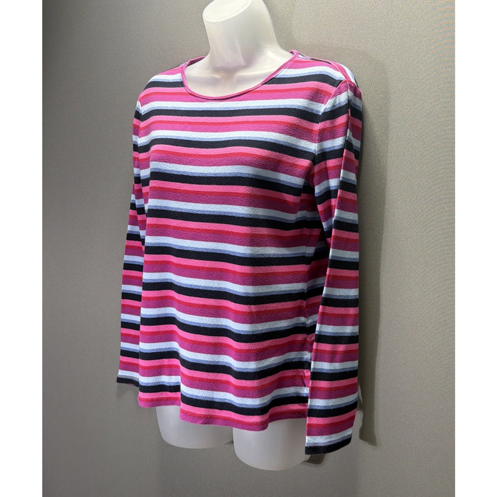 TALBOTS Plus 100% cotton Multicolor STRIPE Crew Neck TOP Tee Small