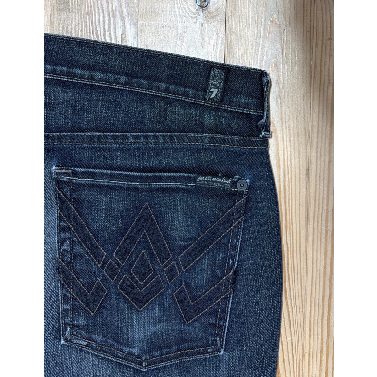 7 for All Mankind Standard Button Fly Jeans Size 38x34 Blue Denim Made USA