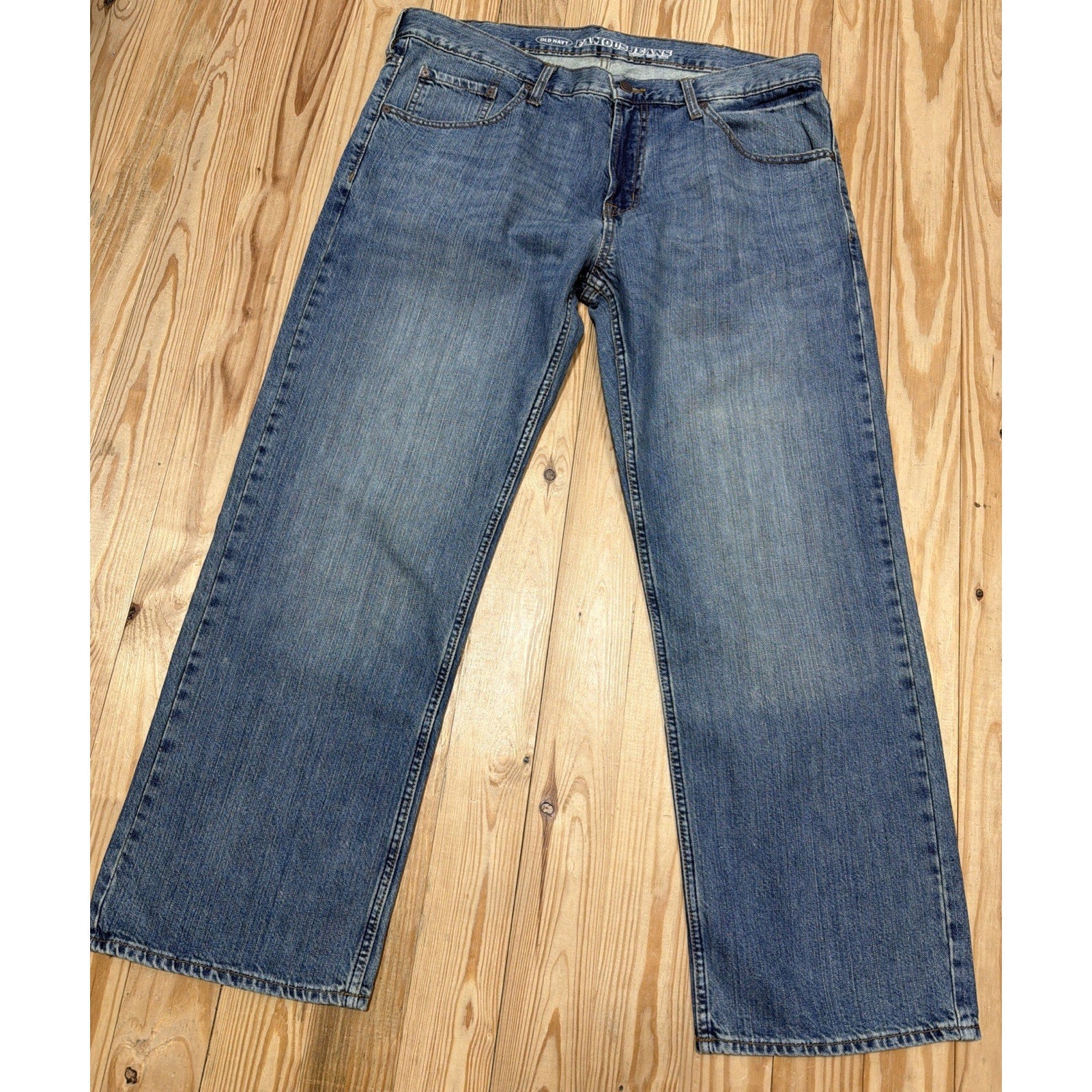 Mens Old Navy Famous Straight Droit Recto Blue Denim Jeans Size 38x30