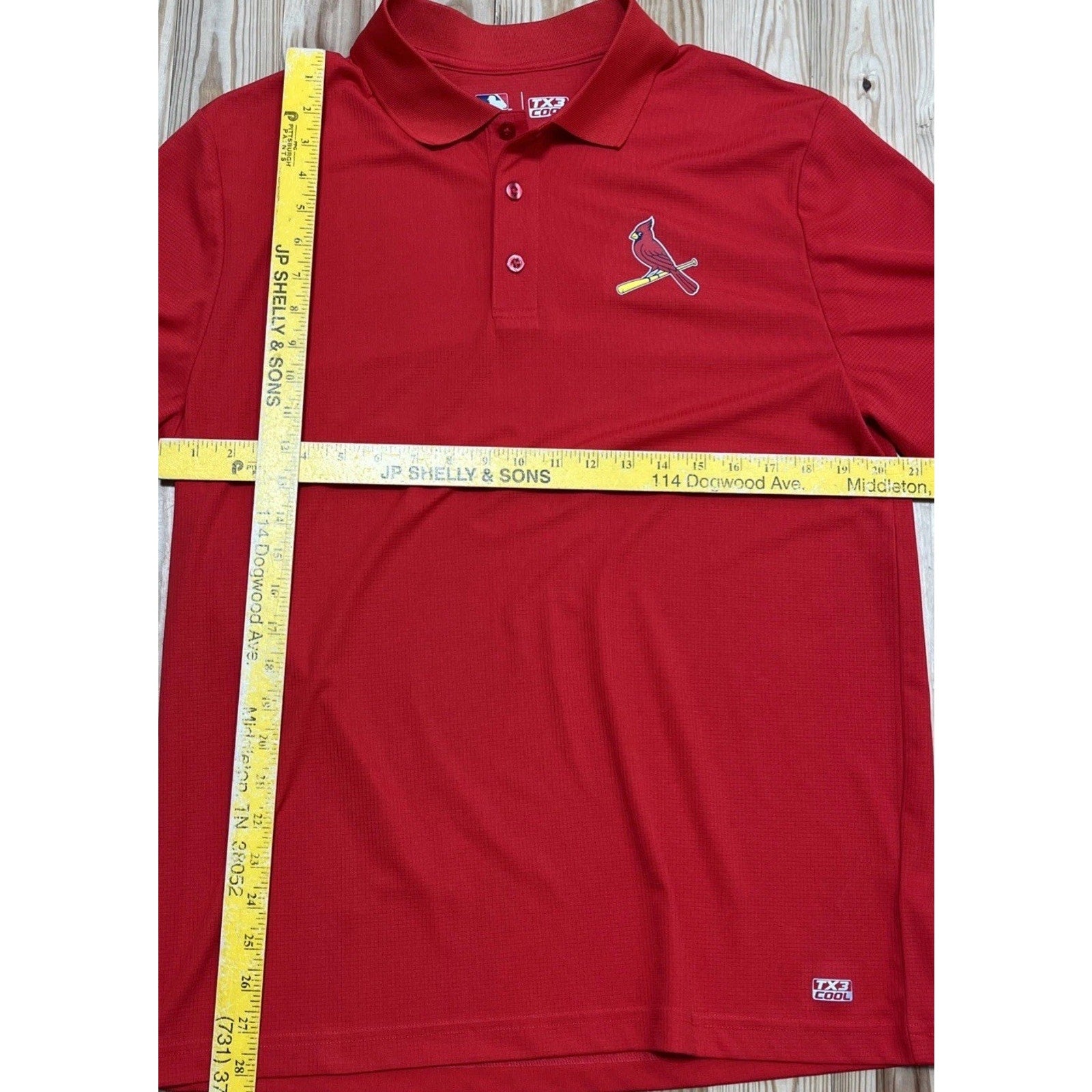 St. Louis Cardinals Mens Polo Shirt TX3 Cool MLB Red Large