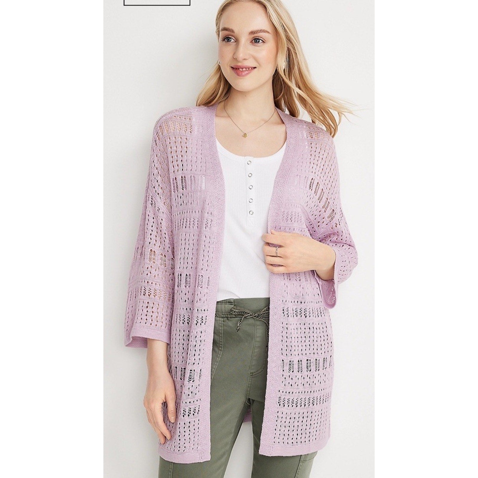 Maurices Lavender Open Front Long Sleeve Cardigan Sweater Womans Size XL NWT
