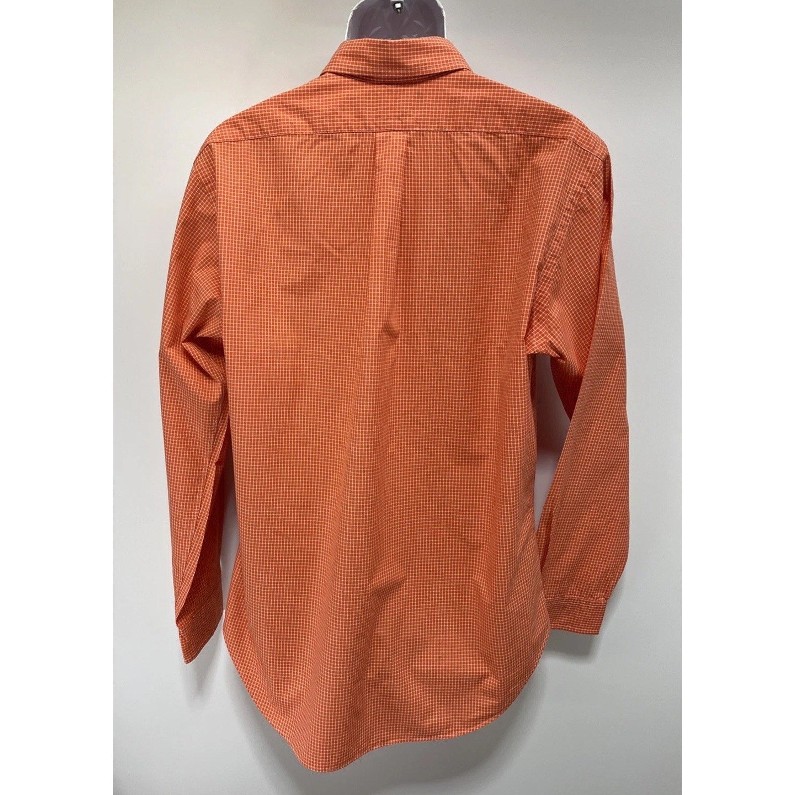 Ralph Lauren Classic Fit Orange Gingham Plaid L/S Button Shirt 100% Cotton Sz L
