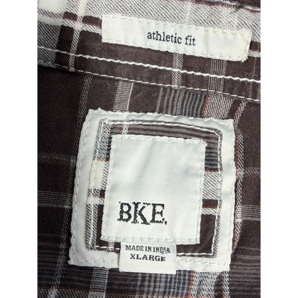 BKE Shirt Men's XL Western Thick Stitch Pearl Snap Short Sleeve Athletic Fit