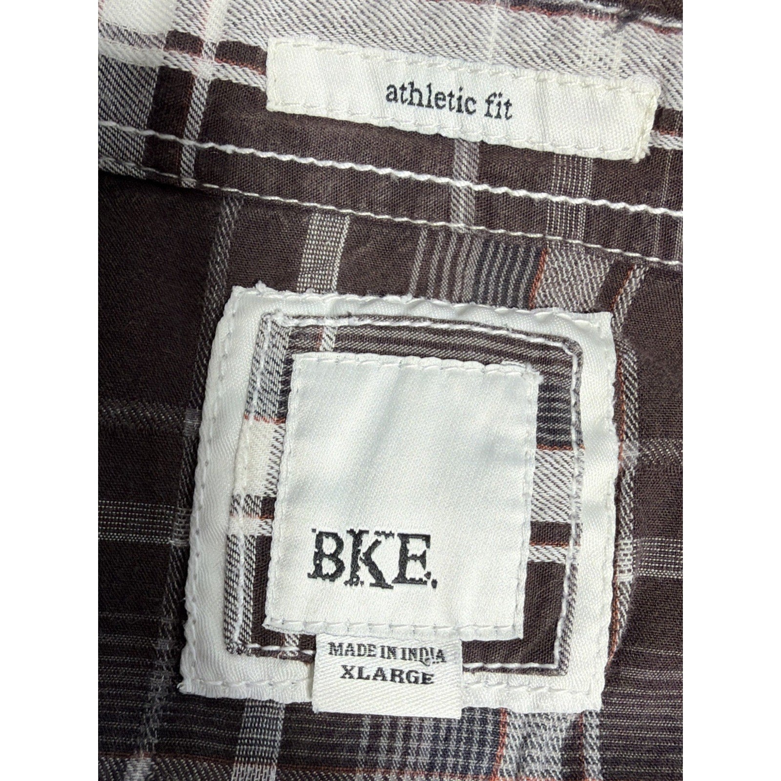 BKE Shirt Men's XL Western Thick Stitch Pearl Snap Short Sleeve Athletic Fit