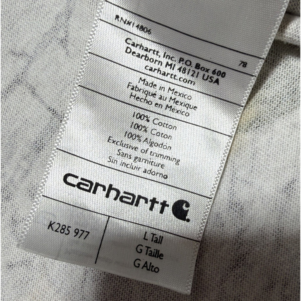 Vtg Carhartt Realtree Camo Long Sleeve Shirt Mens L Tall Pocket Tee Hunting K285