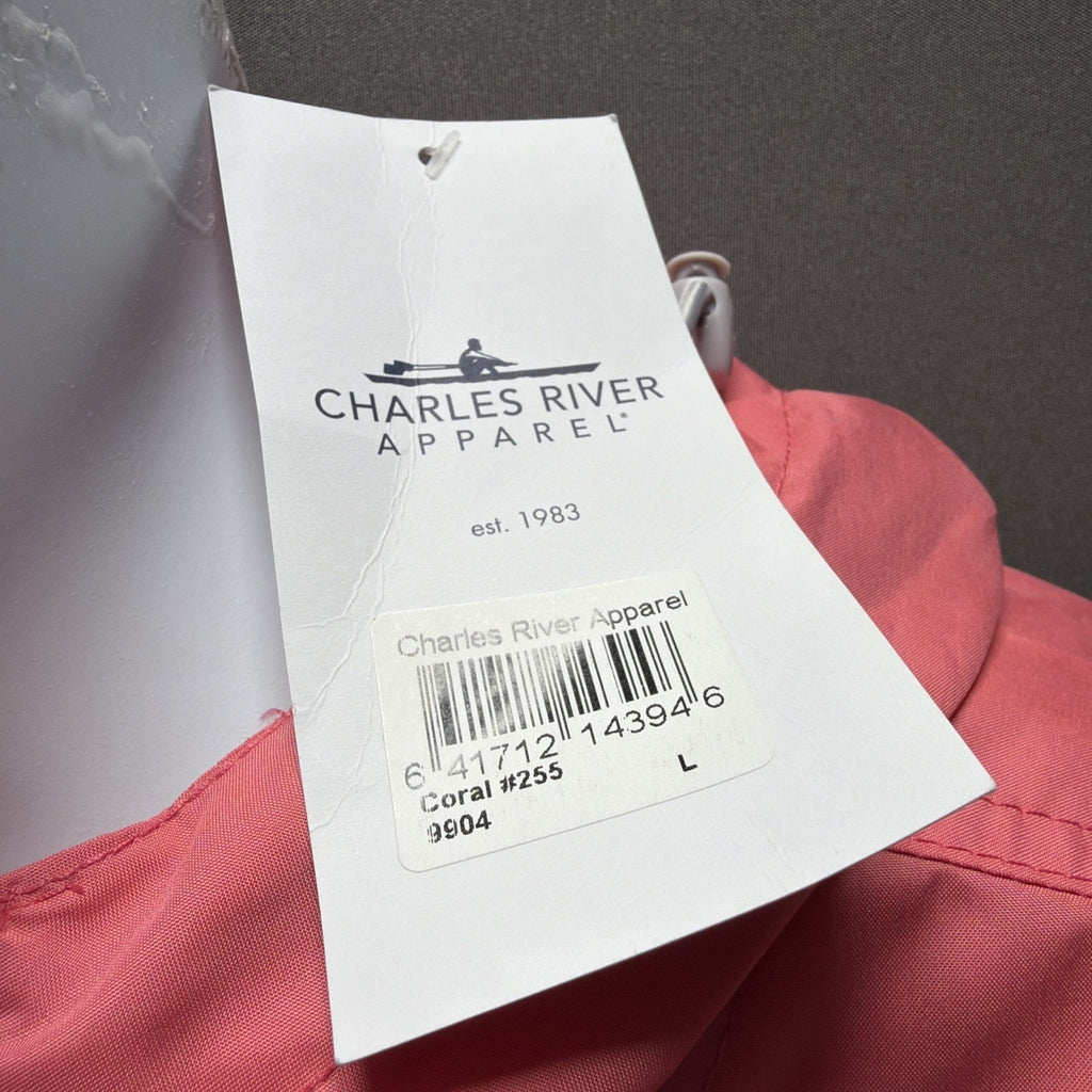 NWT Charles River Apparel Pack-N-Go Coral Rain Jacket L Winthrop Golf Club