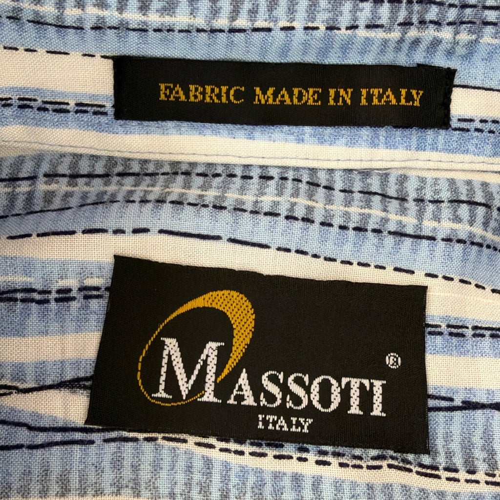 Massoti Italy Men’s XL NWT Blue Striped Viscose Button Front Resort Shirt Casual