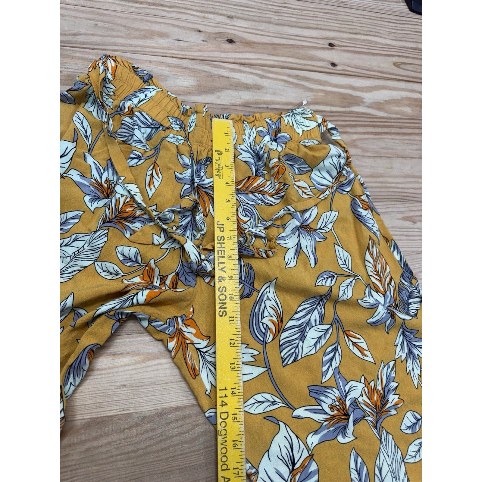 Breeze Ever Yellow Floral 100% Rayon Pants Women’s Size M