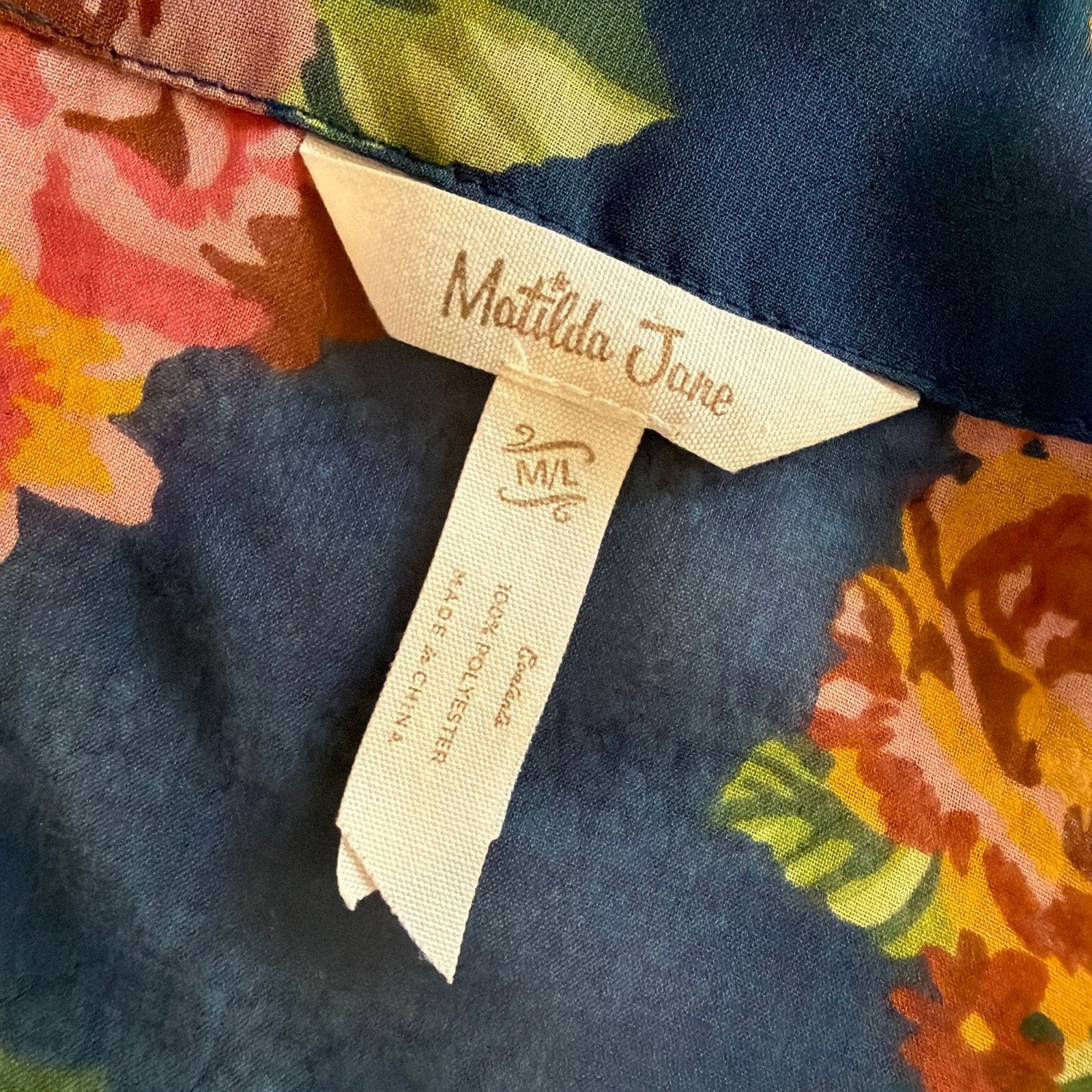 Matilda Jane Watch The Sunrise Blue Floral Open Front Sheer Kimono Size M/L