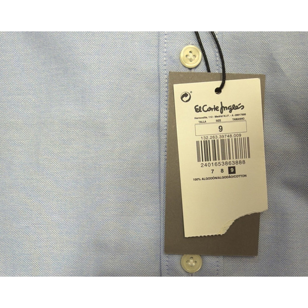 Emidio Tucci 100% Cotton Light Blue Classic Oxford Dress Shirt Size 9 NWT