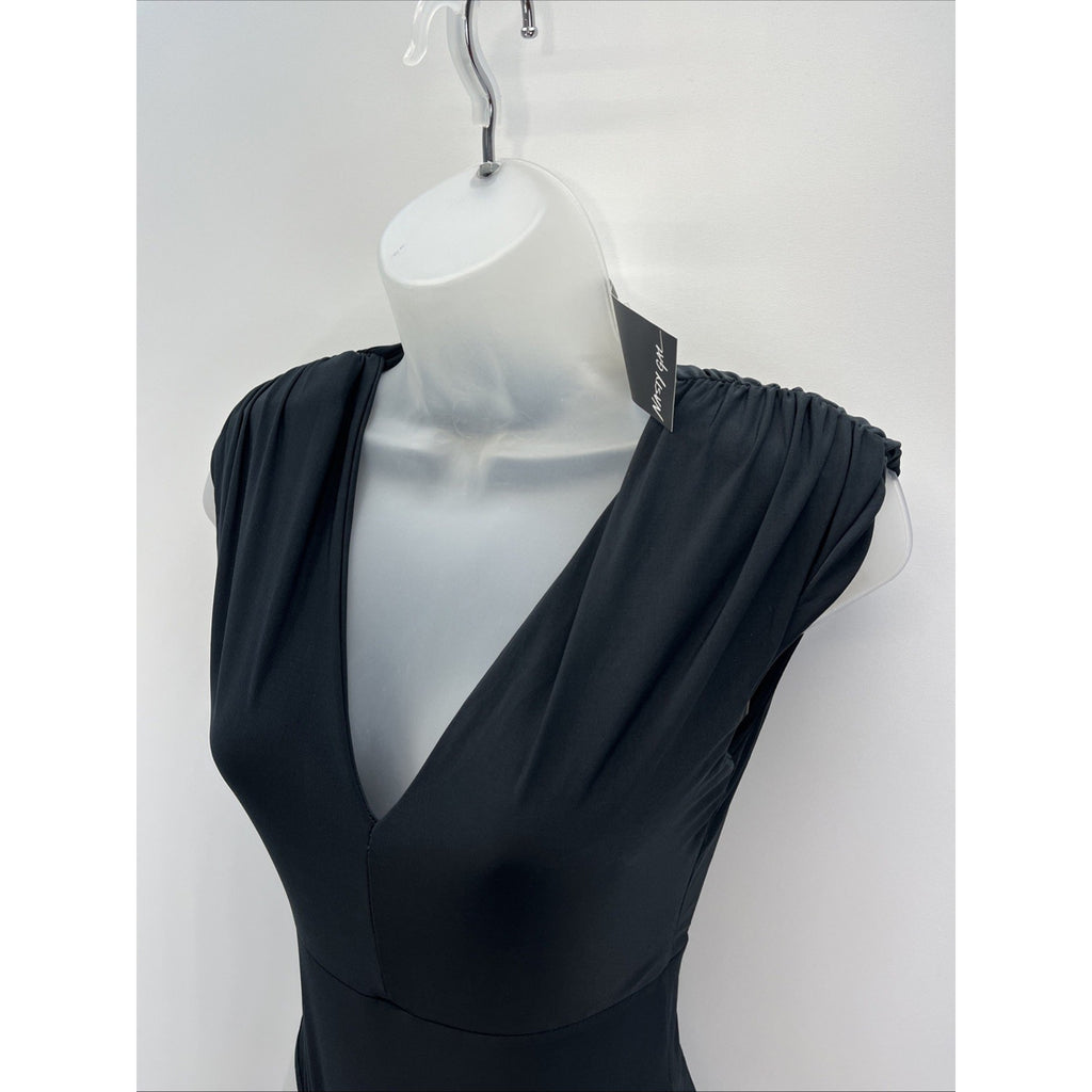 NWT Nasty Gal Shoulder Pad Slinky Plunge Bodysuit Black Size 0