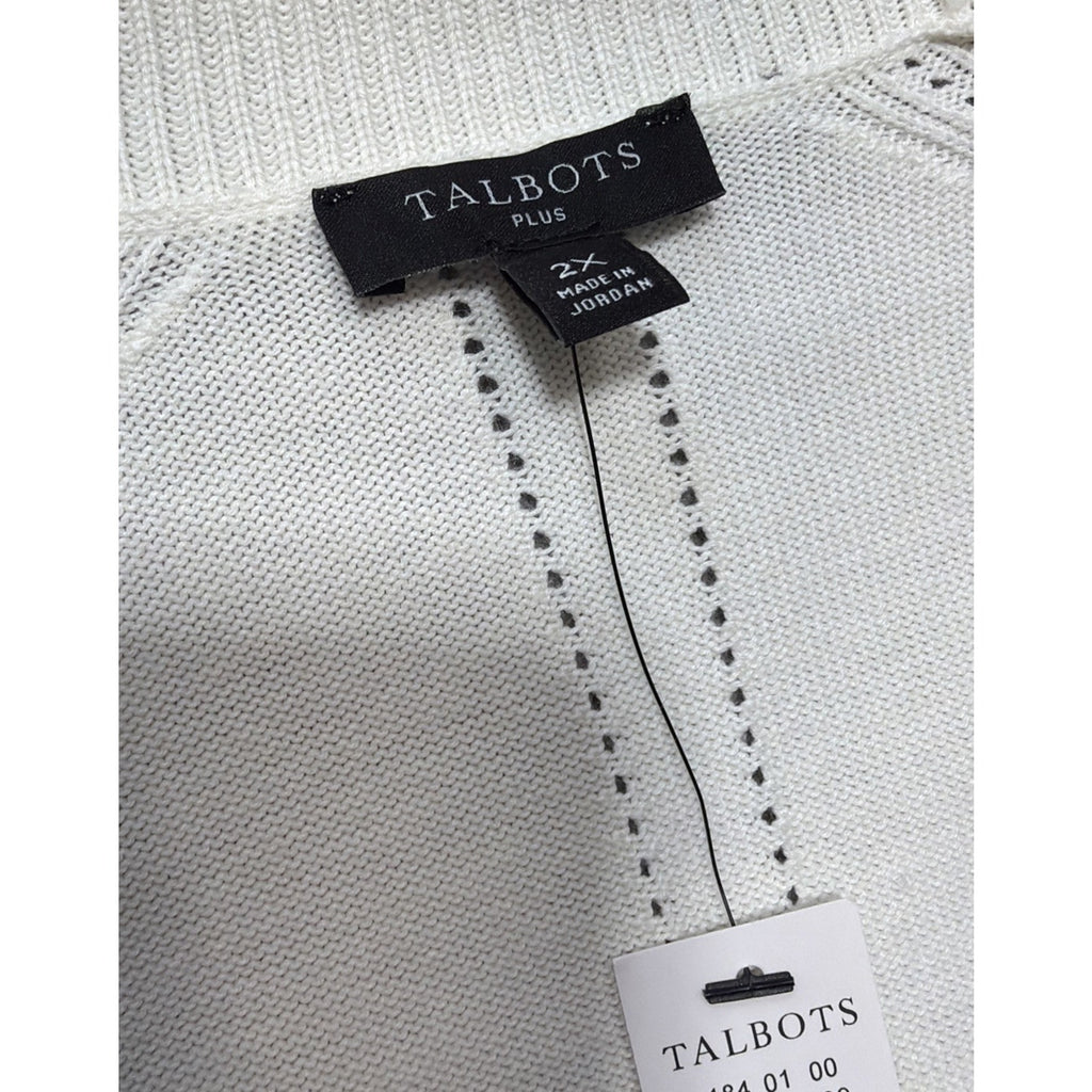Talbots cardigan sweater womens Plus 2X Striped V-Neck yellow white preppy NWT