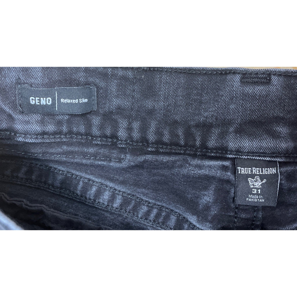 True Religion Relaxed Slim Jeans Stretch Geno Mens Size 31x32 Black Charcoal
