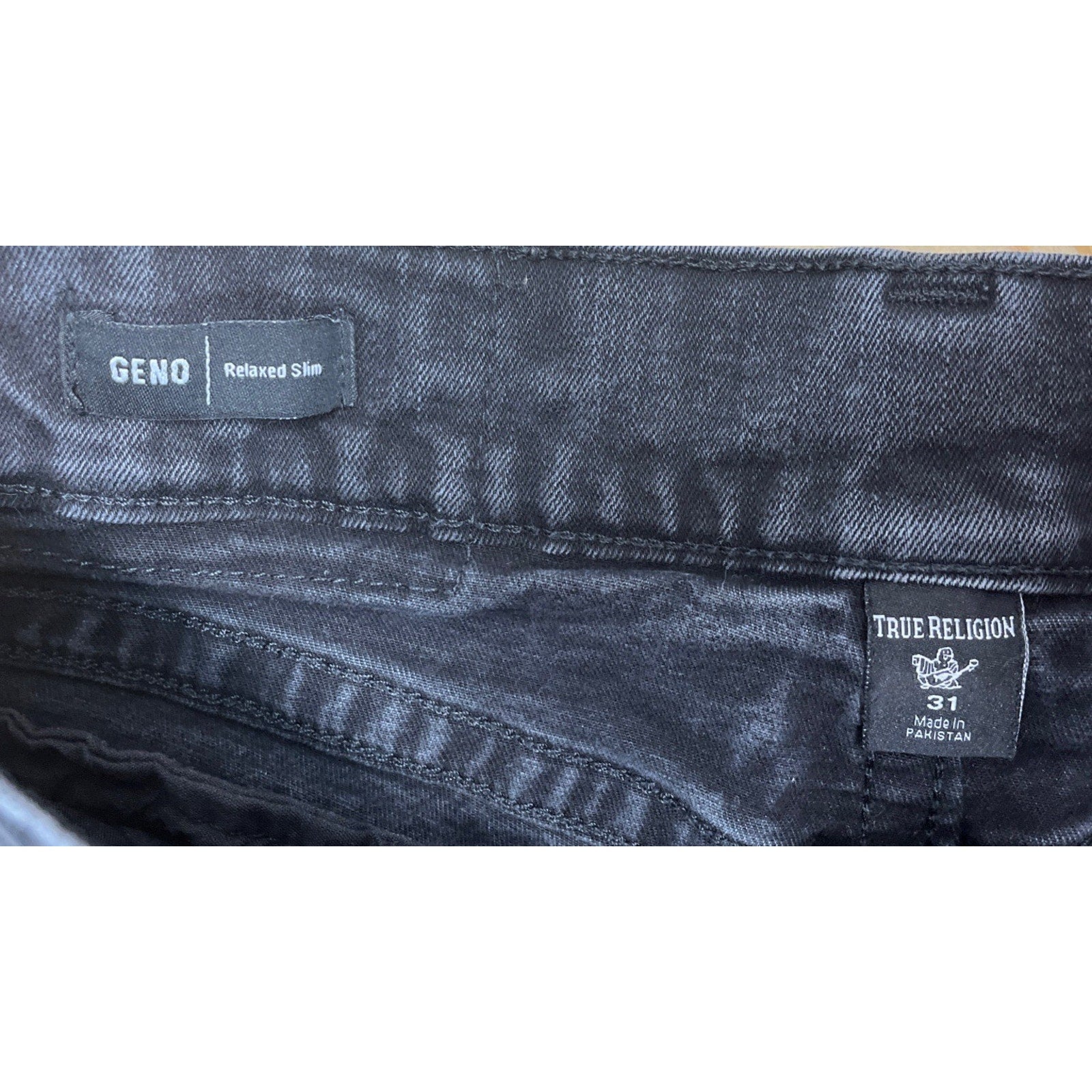 True Religion Relaxed Slim Jeans Stretch Geno Mens Size 31x32 Black Charcoal
