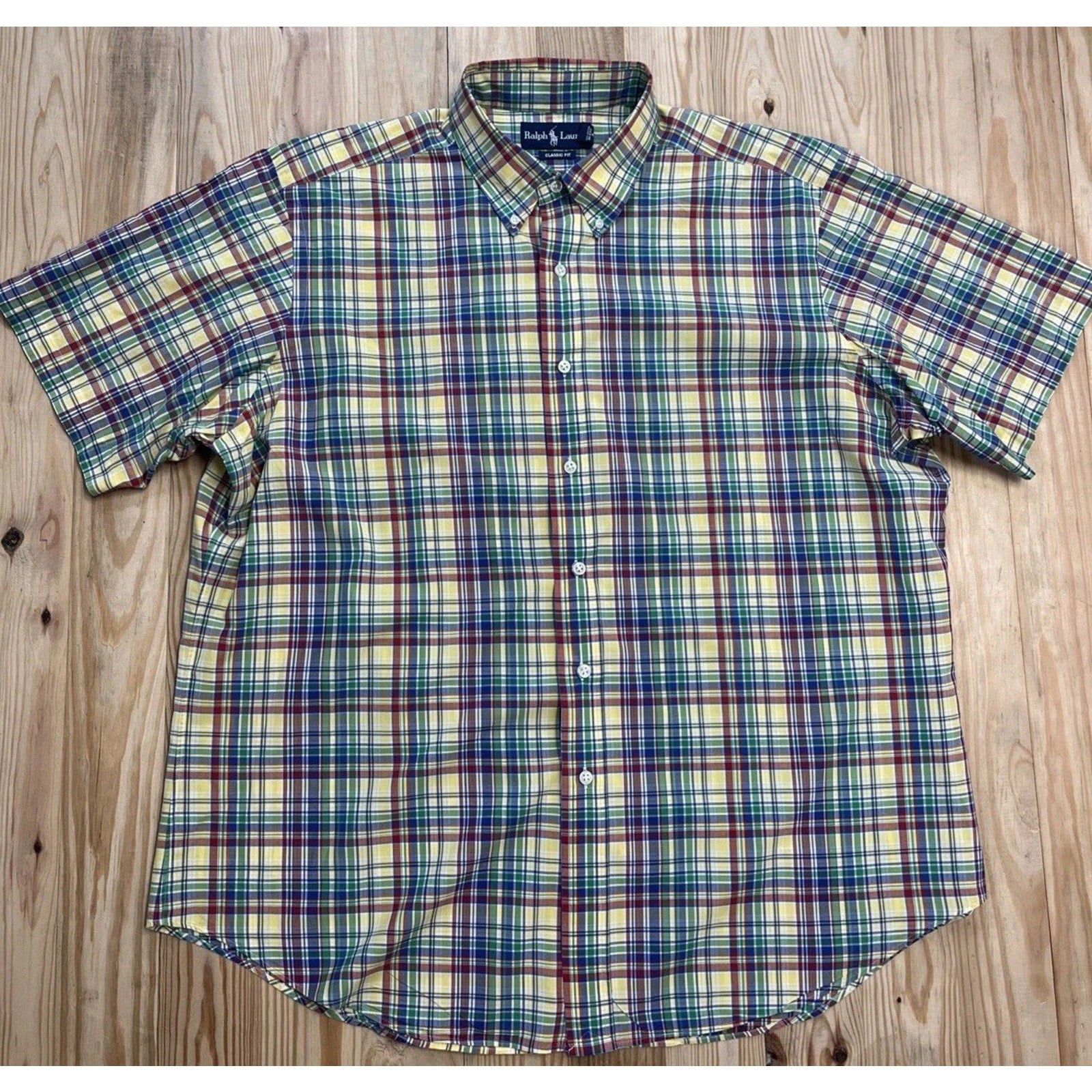 POLO RALPH LAUREN SHIRT MEN'S XL CLASSIC FIT 100% COTTON PLAID