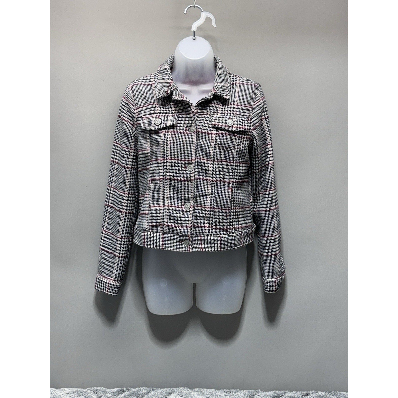 Stoosh Plaid Jacket Clueless 90s Style Black Red Women’s Size Small Lined