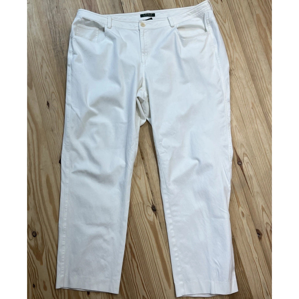 LRL Ralph Lauren Jeans Womens 20W White Denim Classic Straight Cotton Blend