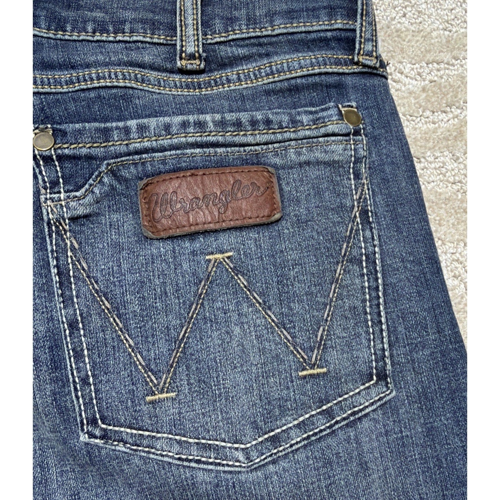 Wrangler Retro Slim Boot Cut Jeans Mens 29x30 Faded Blue Denim Western Work