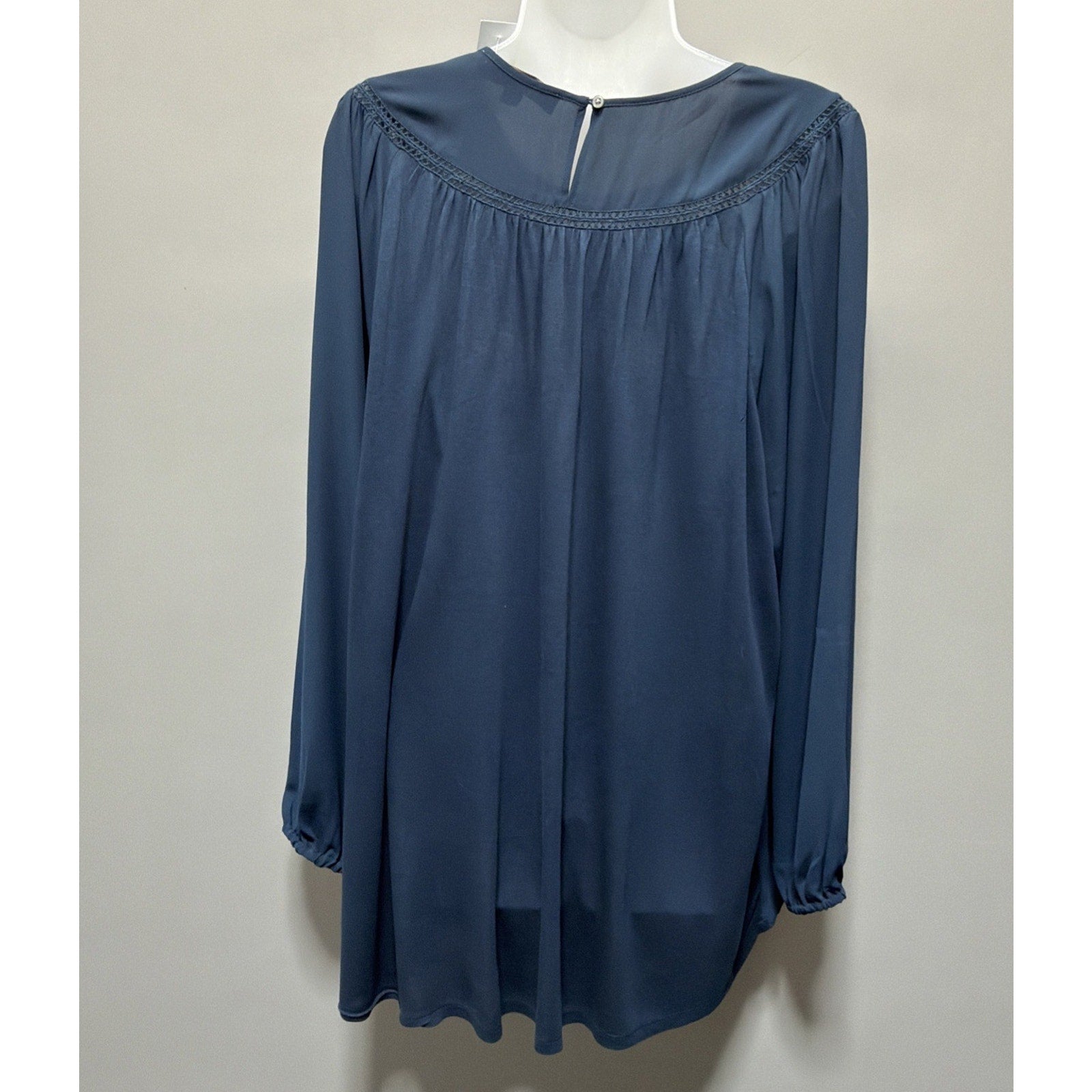 Ann Taylor Loft Top Plus Size 22 Green Chiffon Balloon Sleeve Lace Accents NWT