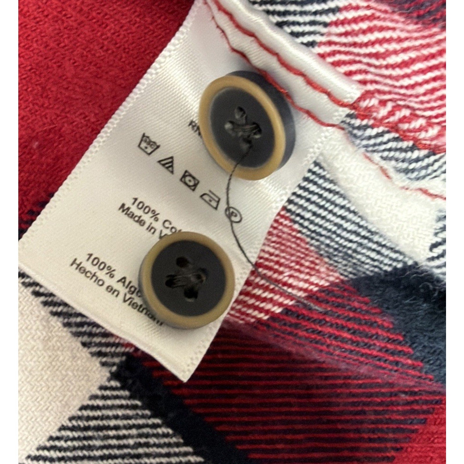 Jachs Shirt Mens Medium Flannel Red Black White Cotton Button Long Sleeve