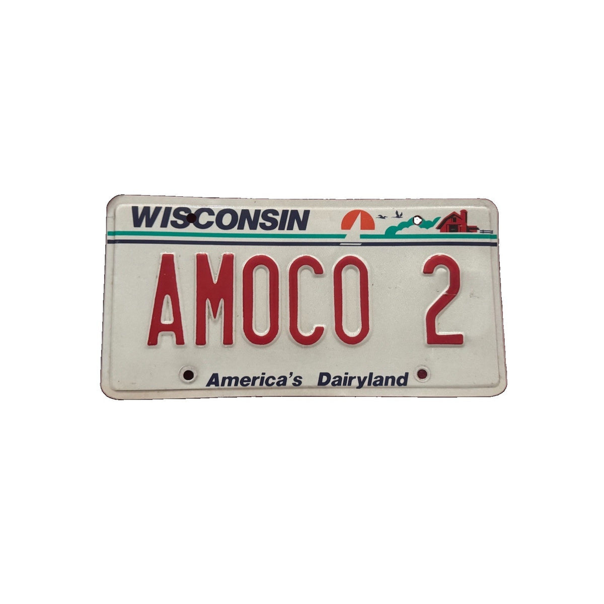 Vintage Wisconsin License Plate AMOCO 2 America’s Dairyland 1987-94 Vanity WI