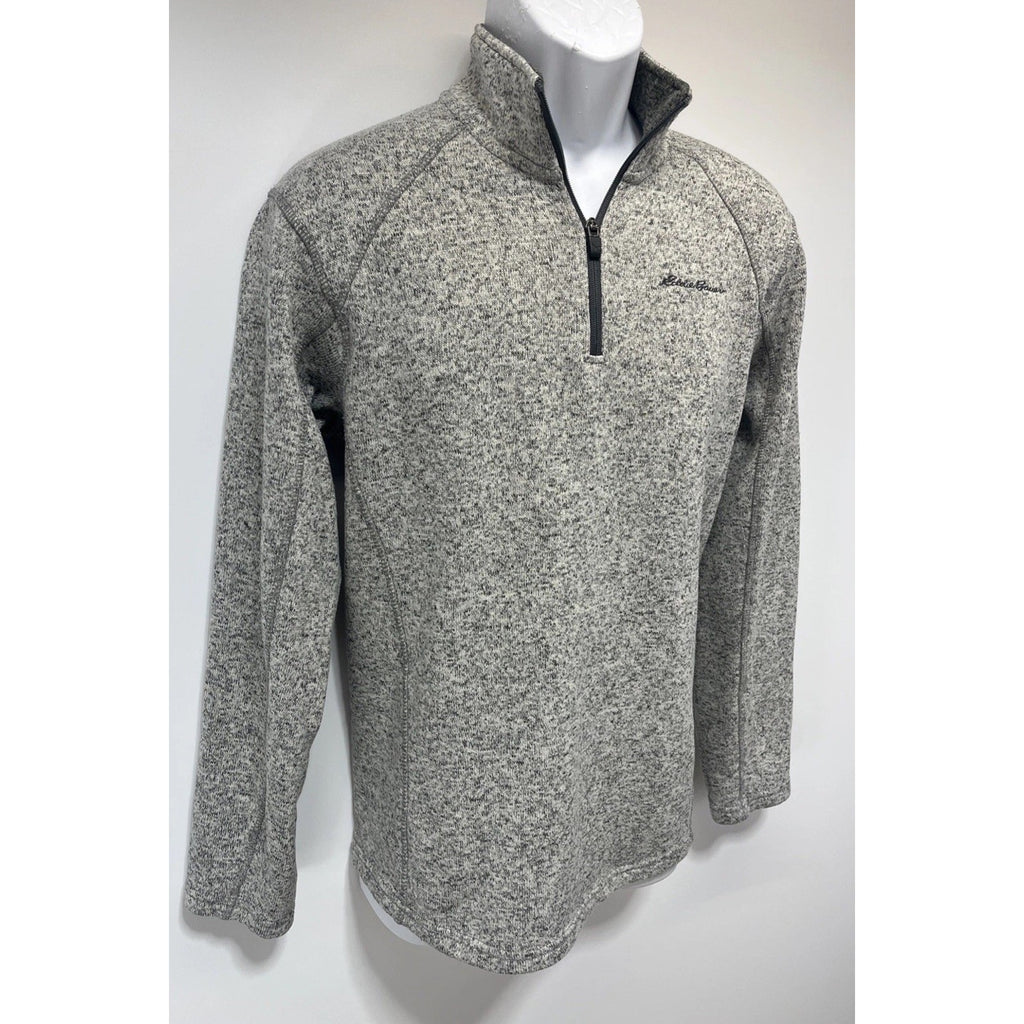 Eddie Bauer Fleece Mens M Quarter Zip Long Sleeve Heathered Gray