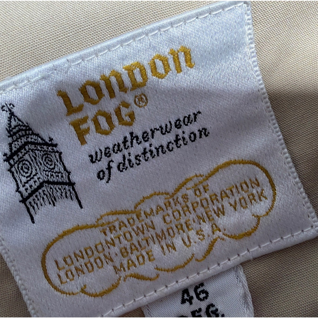 Vintage 90s London Fog Harrington Khaki Combed Cotton Jacket Size 46 Made USA
