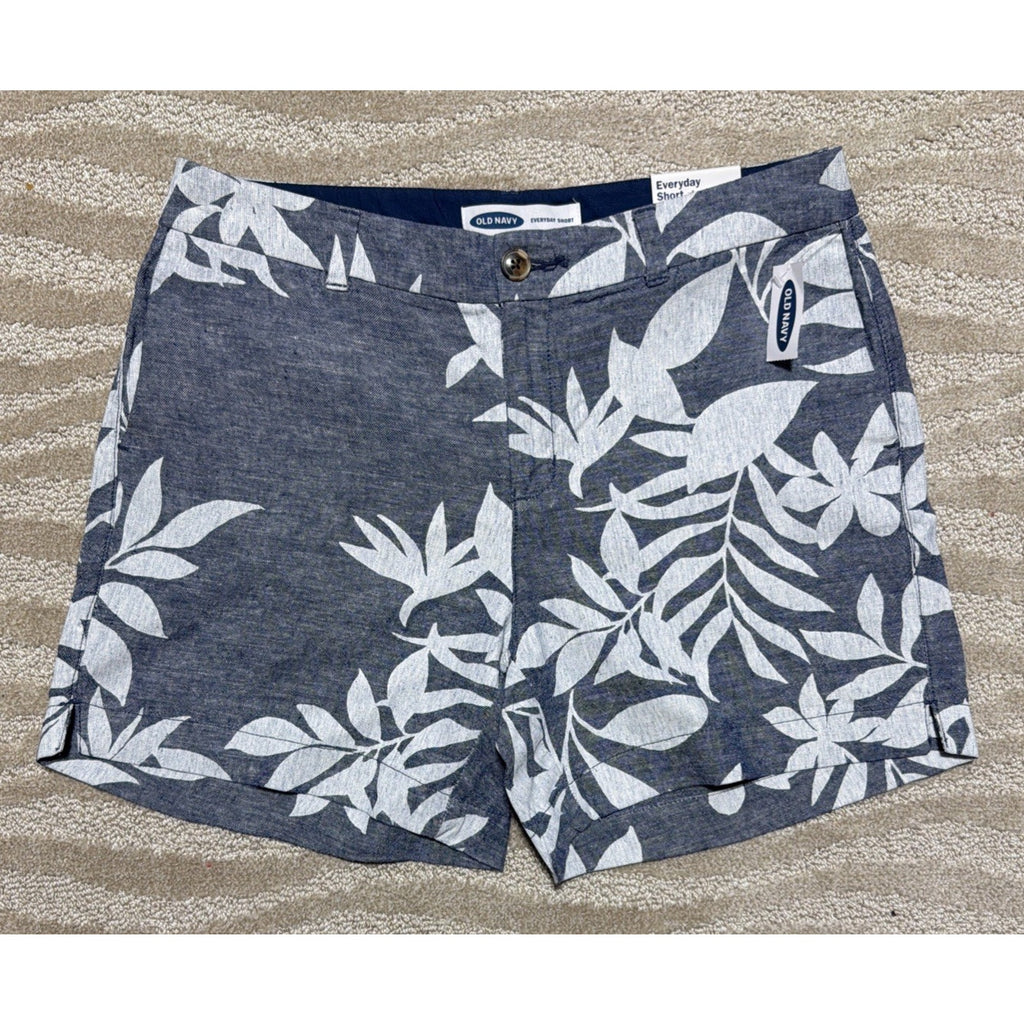 New Old Navy Women's Size 10 Navy Floral Linen Blend Everyday Shorts