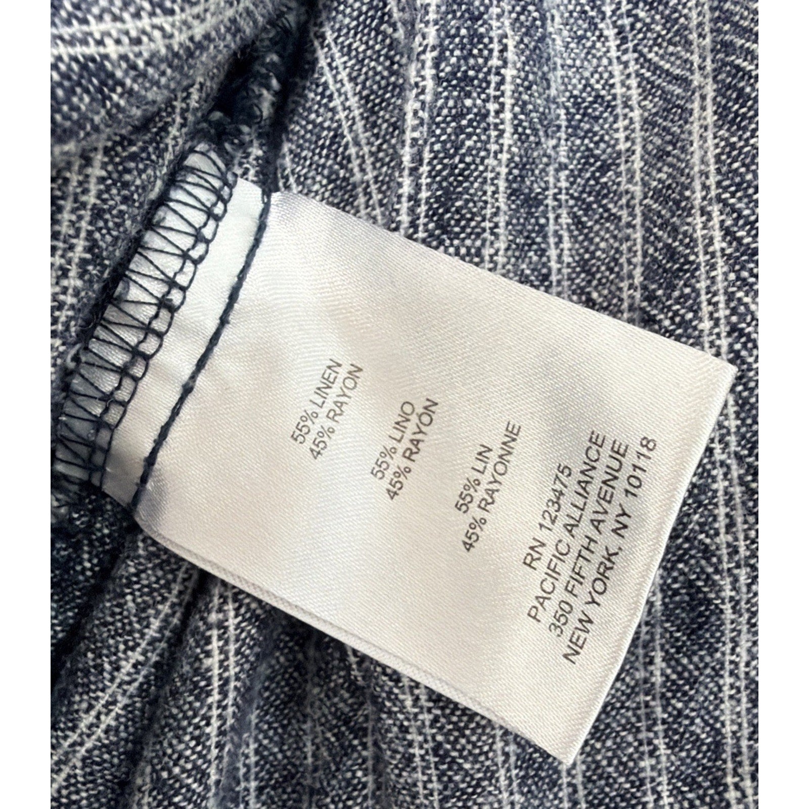 Ellen Tracy Striped Pull-On Linen Blend Wide Leg Pant in Blue/White - Size Large