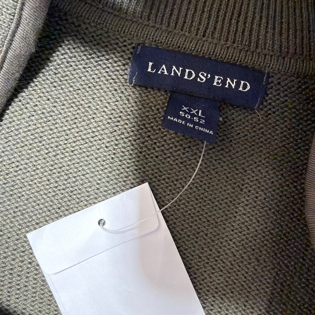 New Lands End Camp Pullover Sweater 100% Cotton Outdoors Men’s XXL 50-52 Green